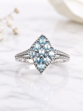 Size 8.5 Apatite DJoy signed 925 Sterling Silver Cluster Ring